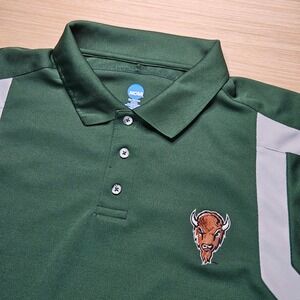 Marshall Thundering Herd Polo Shirt Mens L Green Bison Logo Athletic‎ Golf NCAA